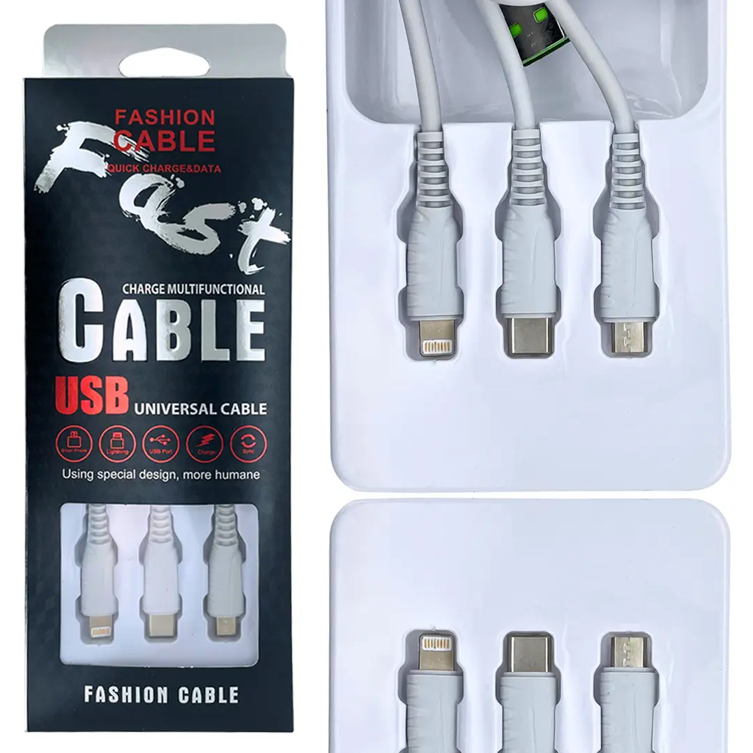 USB Data Cable TD-CA306_White 3 in 1